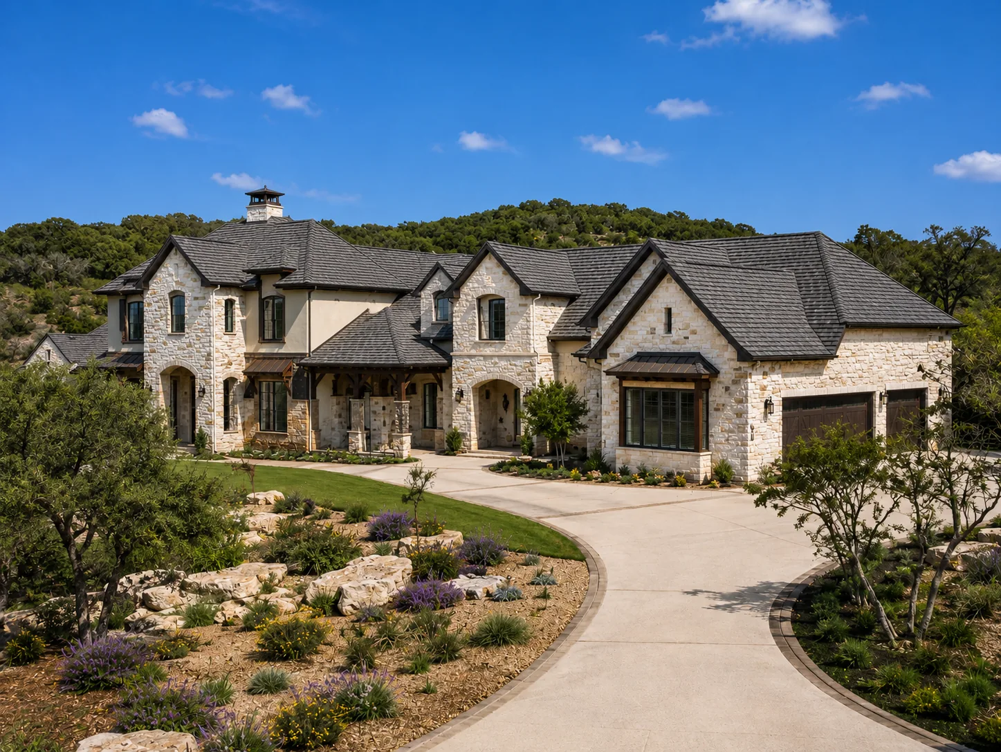 Mixed-material roofing on a Greater Houston area home