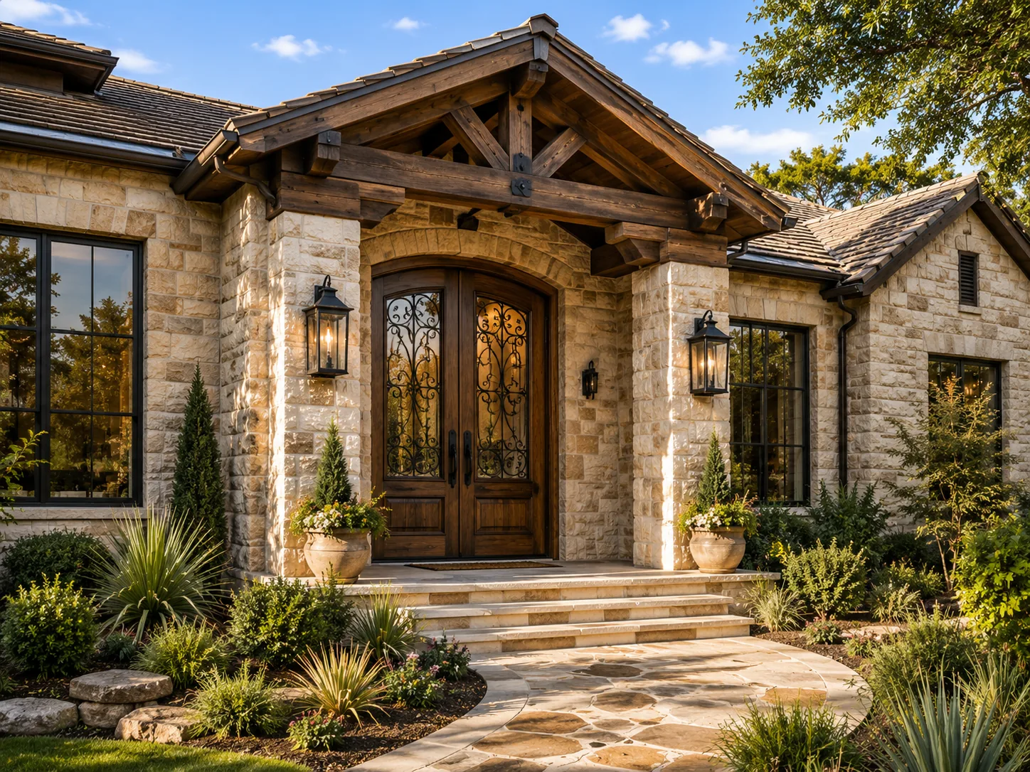Texas Hill Country style entry door installed on a Houston area home